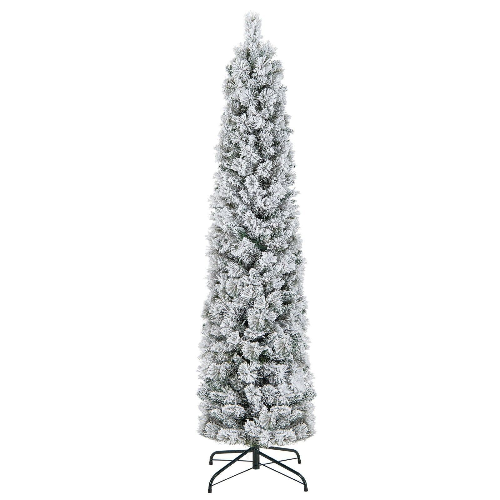 4.5/6/7 Feet Christmas Tree with 258 Branch Tips and 100 Incandescent Lights-Flocked and Slim-6 Feet Christmas Tree   at Gallery Canada