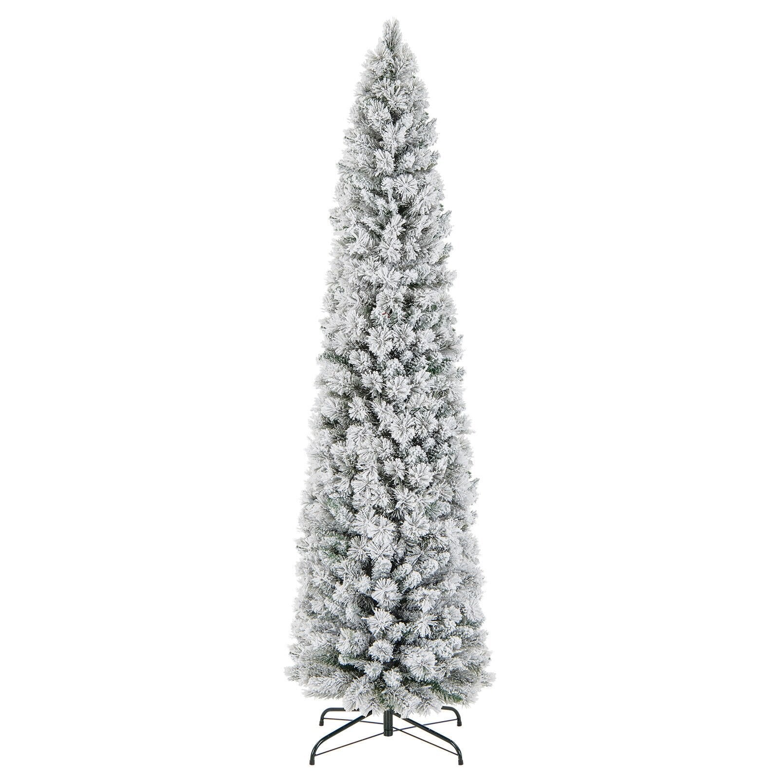 4.5/6/7 Feet Christmas Tree with 258 Branch Tips and 100 Incandescent Lights-Flocked and Slim-7 ft Christmas Tree   at Gallery Canada