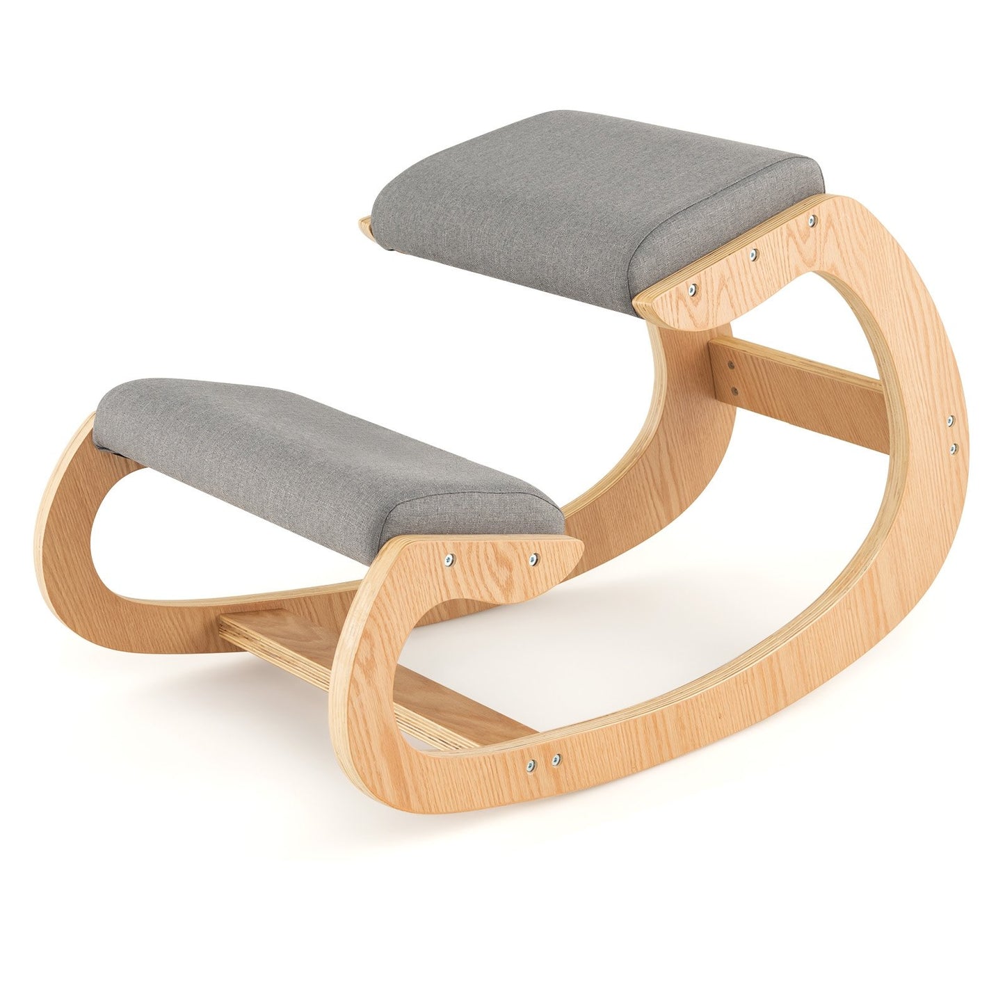 Wooden Rocking Chair with Comfortable Padded Seat Cushion and Knee Support, Gray Kneeling Chiars   at Gallery Canada