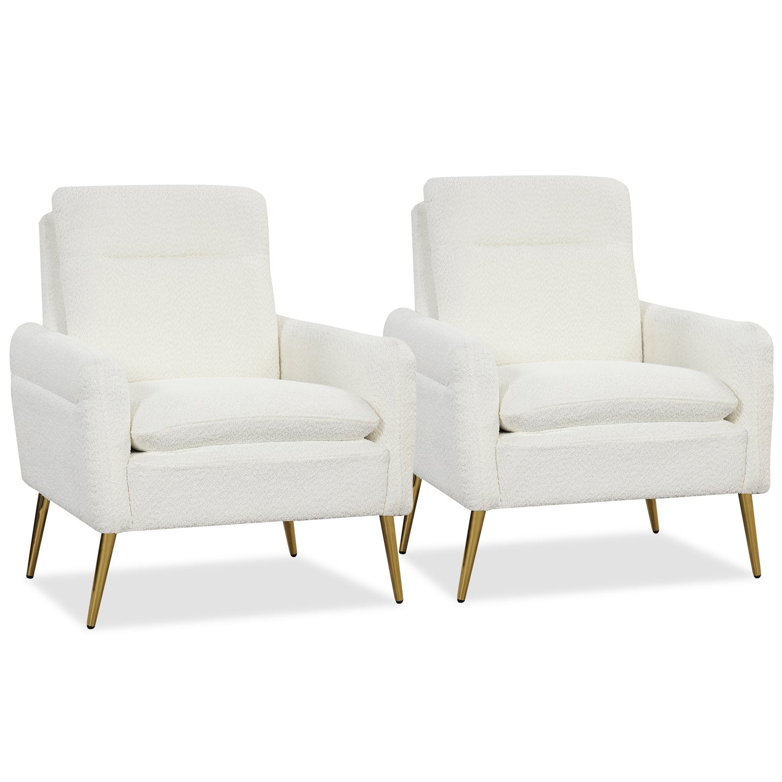 Upholstered Sherpa Modern Accent Armchair for Living Room, White Accent Chairs   at Gallery Canada