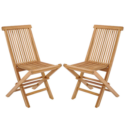 Set of 2 Indonesia Teak Patio Folding Chairs with High Back and Slatted Seat, Natural Patio Dining Chairs   at Gallery Canada