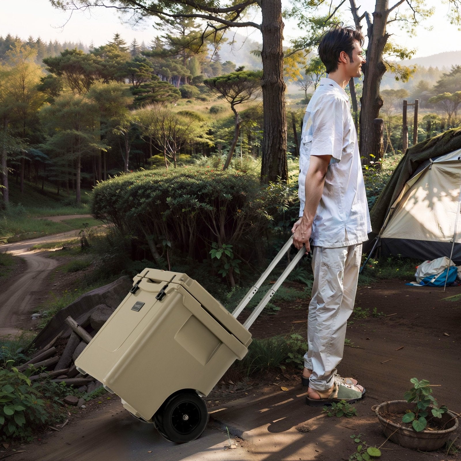 45 Quart Cooler Towable Ice Chest, Brown Freezers   at Gallery Canada