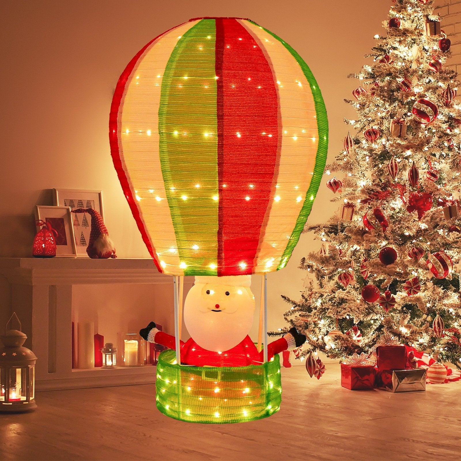 4.5 Feet Christmas Santa Claus with Hot Air Balloon, Multicolor Christmas Decor & Accessories   at Gallery Canada