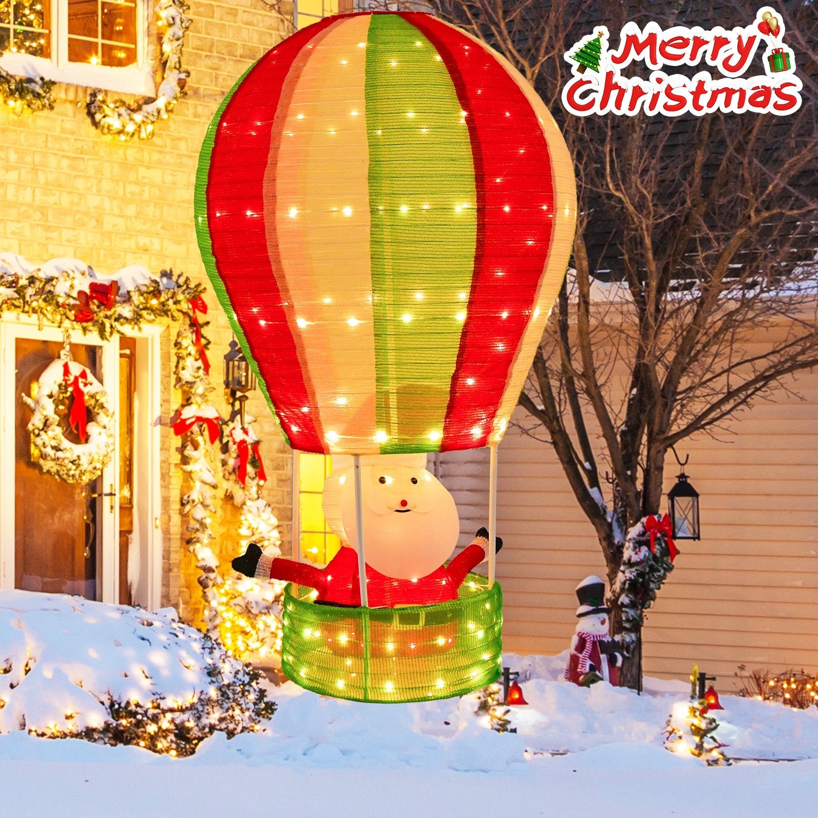 4.5 Feet Christmas Santa Claus with Hot Air Balloon, Multicolor Christmas Decor & Accessories   at Gallery Canada