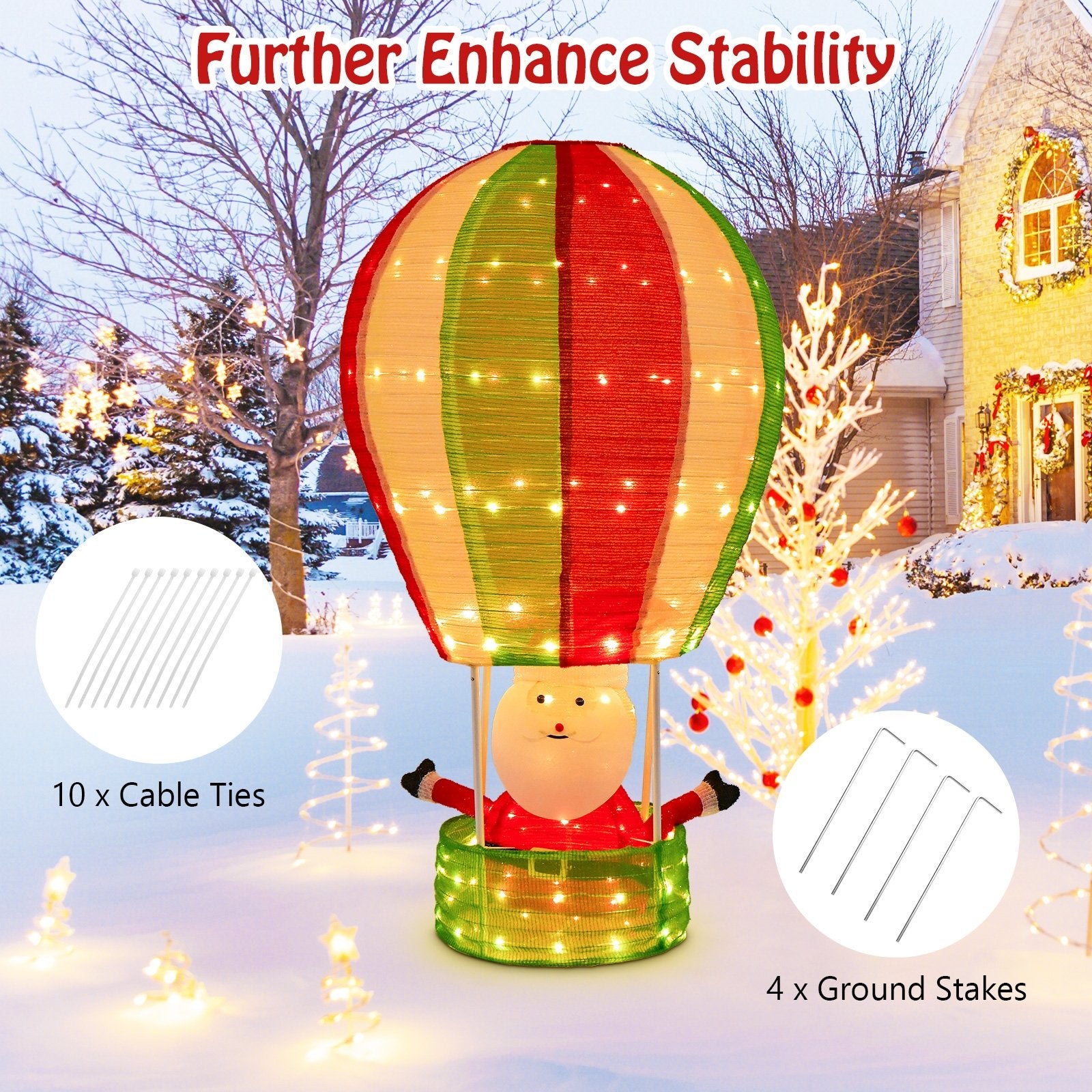 4.5 Feet Christmas Santa Claus with Hot Air Balloon, Multicolor Christmas Decor & Accessories   at Gallery Canada