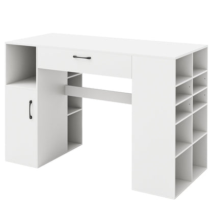 Counter Height Sewing Craft Table Computer Desk with Adjustable Shelves and Drawer, White Sewing Tables   at Gallery Canada