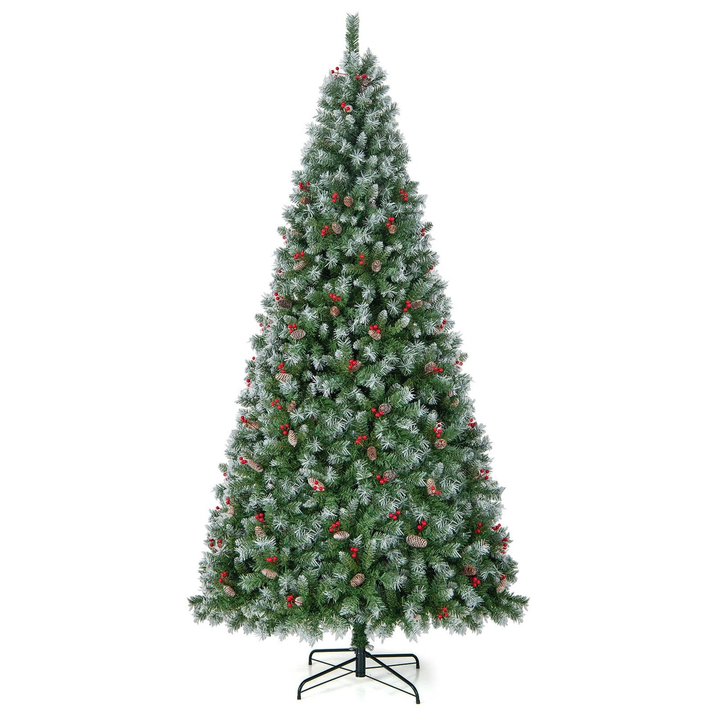 Hinged Christmas Tree with PVC Branch Tips and Warm White LED Lights-9 ft, Green Christmas Tree   at Gallery Canada