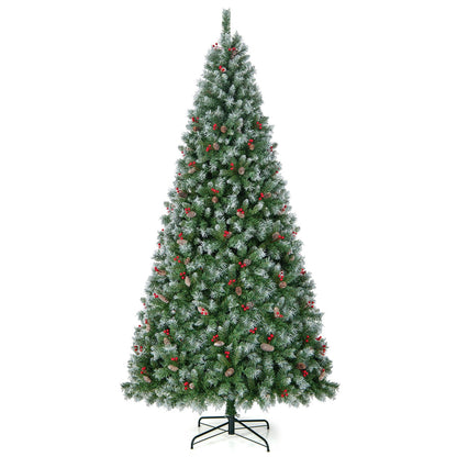 Hinged Christmas Tree with PVC Branch Tips and Warm White LED Lights-9 ft, Green - Gallery Canada