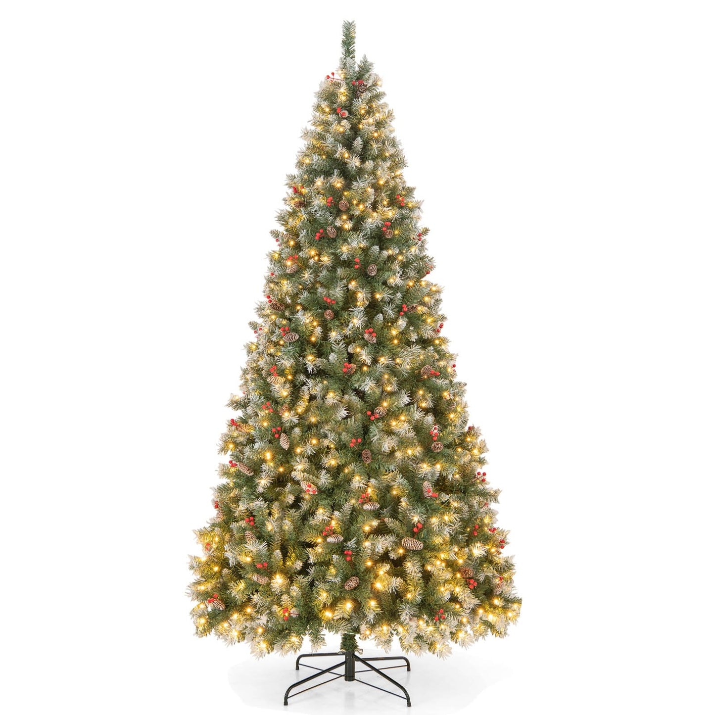 Hinged Christmas Tree with PVC Branch Tips and Warm White LED Lights-9 ft, Green - Gallery Canada