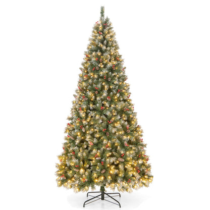 Hinged Christmas Tree with PVC Branch Tips and Warm White LED Lights-9 ft, Green - Gallery Canada