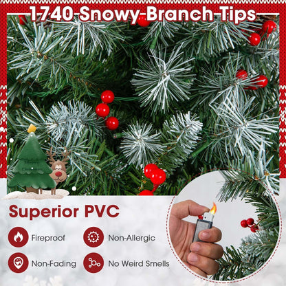 Hinged Christmas Tree with PVC Branch Tips and Warm White LED Lights-9 ft, Green - Gallery Canada