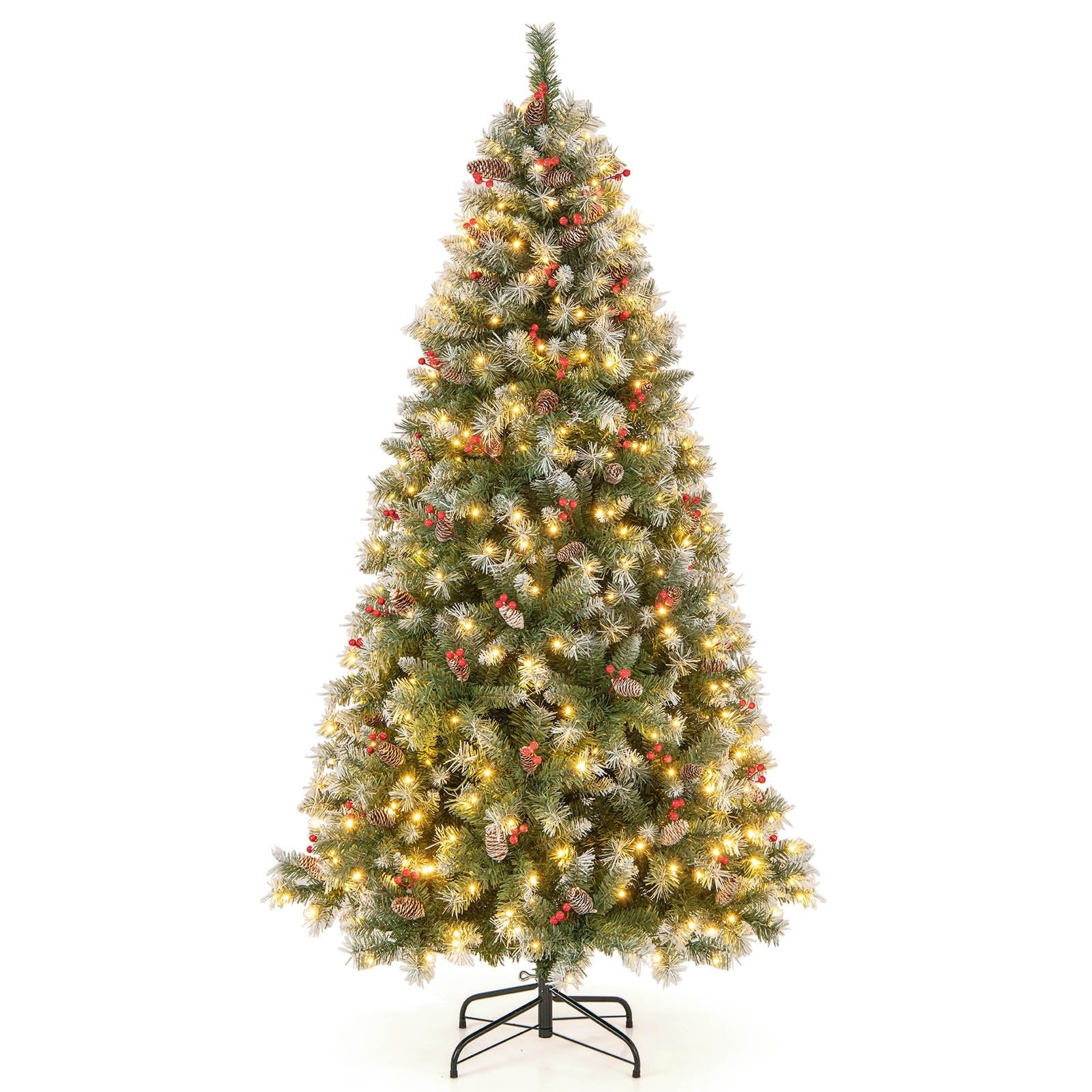 Hinged Christmas Tree with PVC Branch Tips and Warm White LED Lights-7.5 ft, Green Christmas Tree   at Gallery Canada