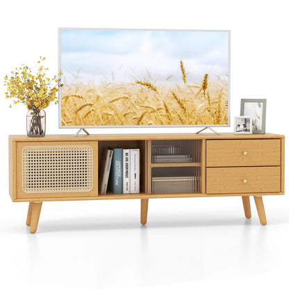 Bamboo TV Stand for TV up to 65 Inch, Natural End & Side Tables   at Gallery Canada