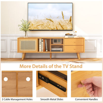 Bamboo TV Stand for TV up to 65 Inch, Natural End & Side Tables   at Gallery Canada