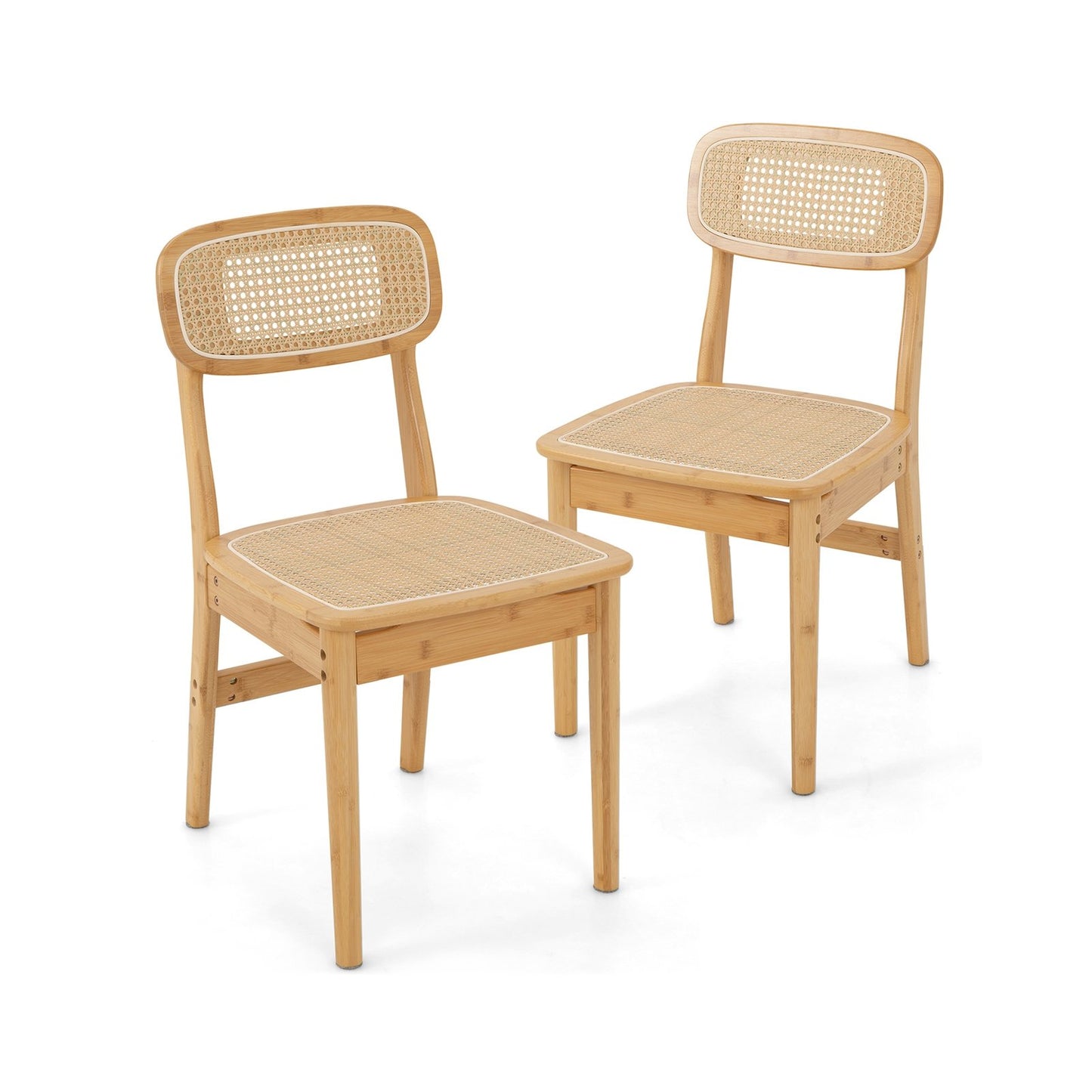 Set of 2 Rattan Dining Chairs with Simulated Rattan Backrest, Natural Dining Chairs   at Gallery Canada