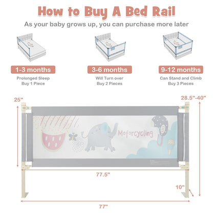 Vertical Lifting Baby Bed Rail with Lock-L, Gray Bed Rails   at Gallery Canada