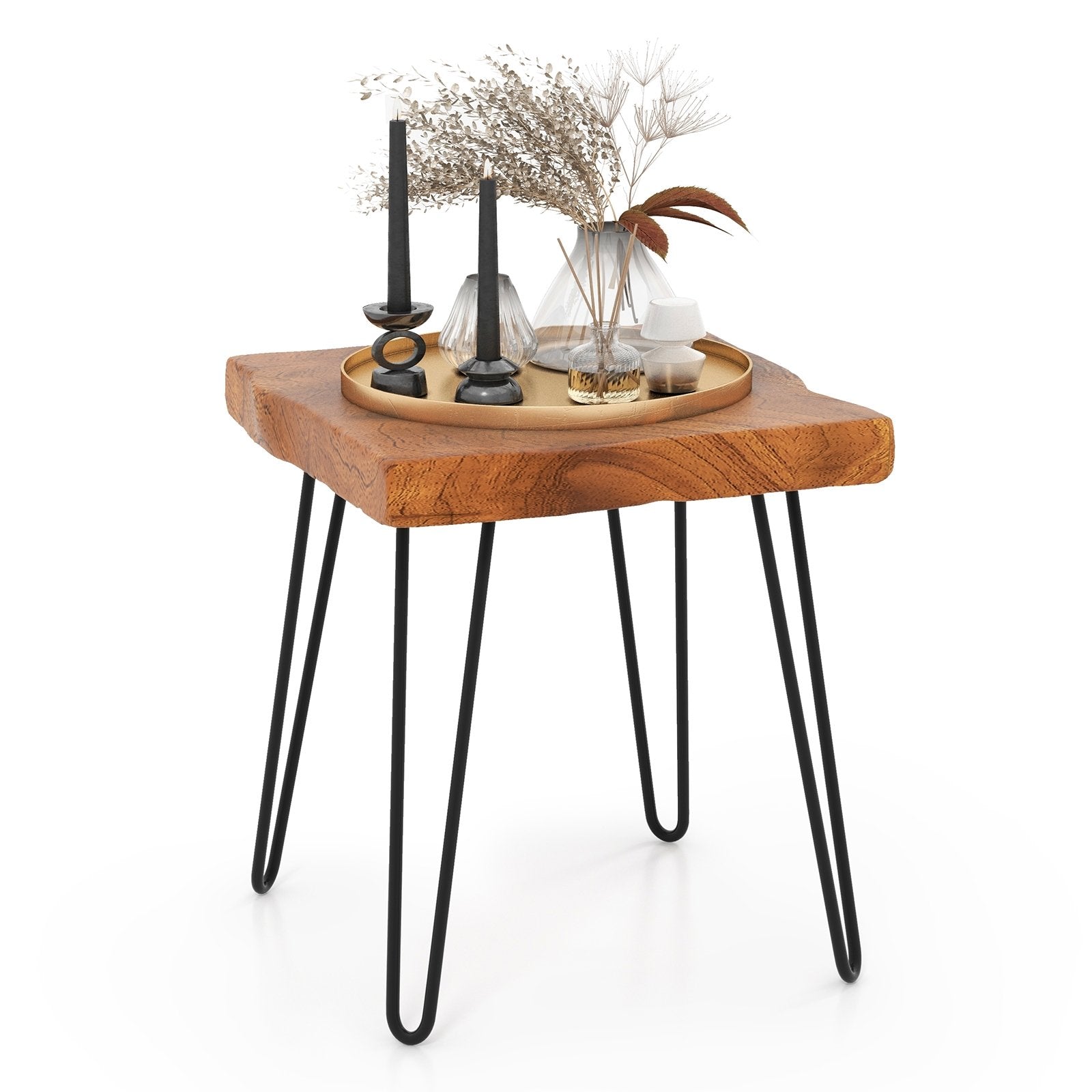 Square Reclaimed Recycled Indonesia Teak Wood End Table, Brown End & Side Tables   at Gallery Canada