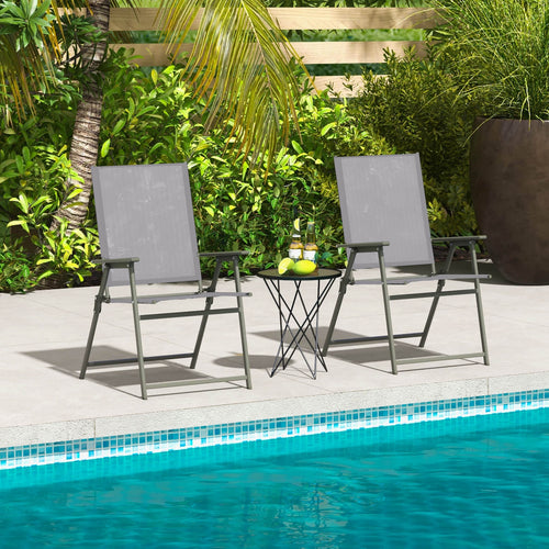 Set of 4 Patio Folding Chair Set with Rustproof Metal Frame, Gray