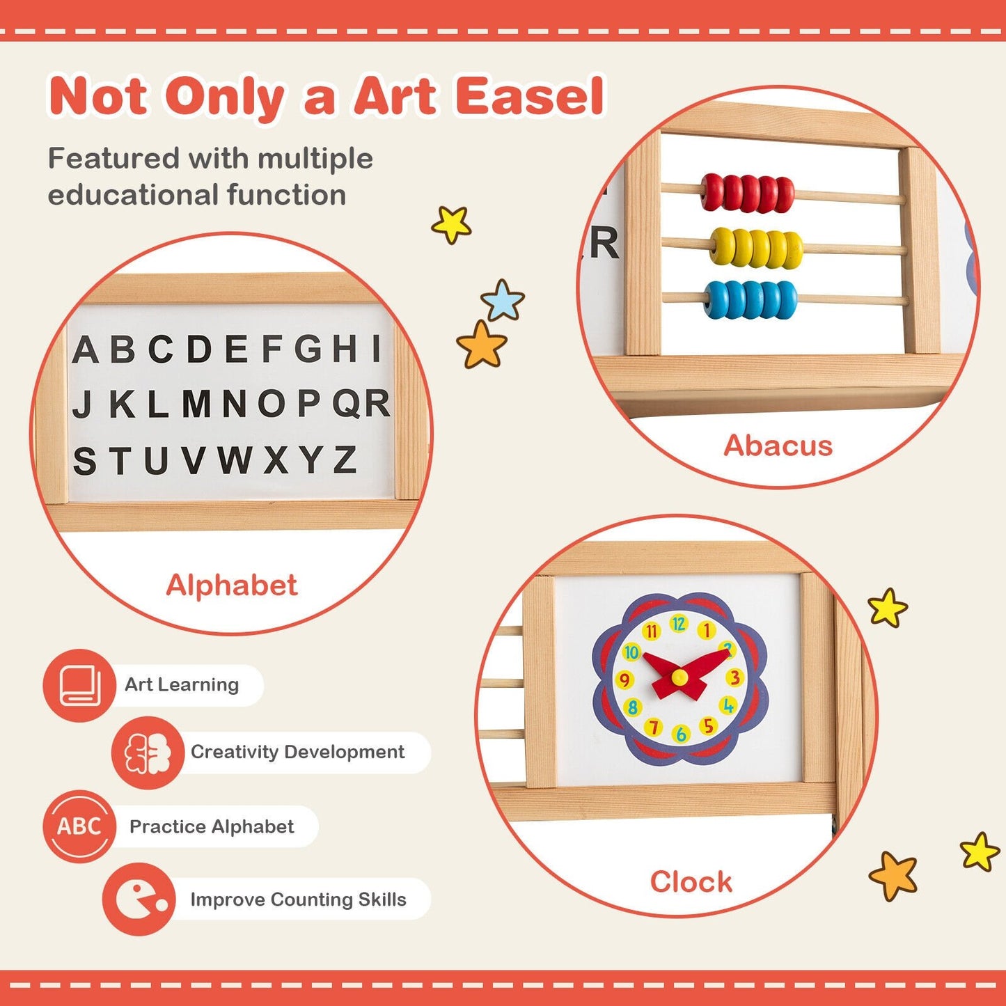 3-in-1 Wooden Art Easel for Kids with Drawing Paper Roll, Multicolor Art Easels   at Gallery Canada