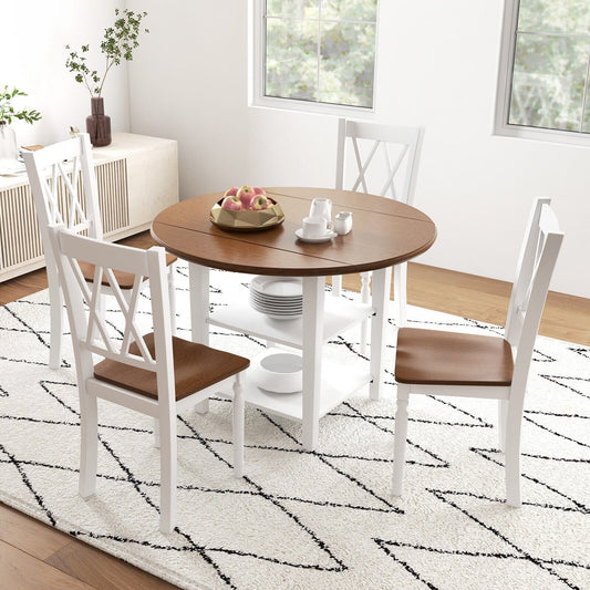 Set of 4 Wooden Farmhouse Kitchen Chairs with Rubber Wood Seat, Walnut Dining Chairs   at Gallery Canada