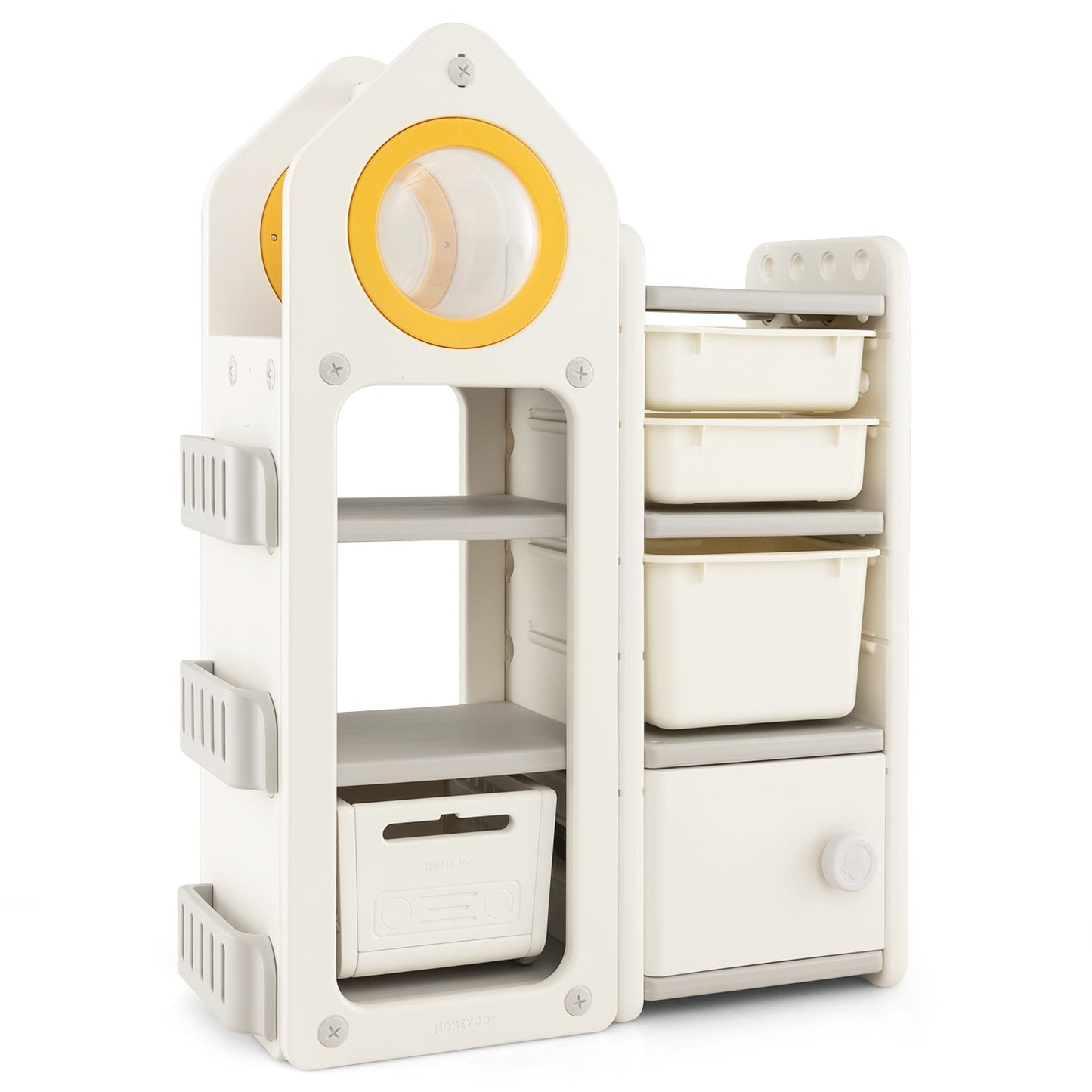 Multipurpose Toy Chest and Bookshelf with Mobile Trolley for Bedroom, Gray Kids Storage   at Gallery Canada