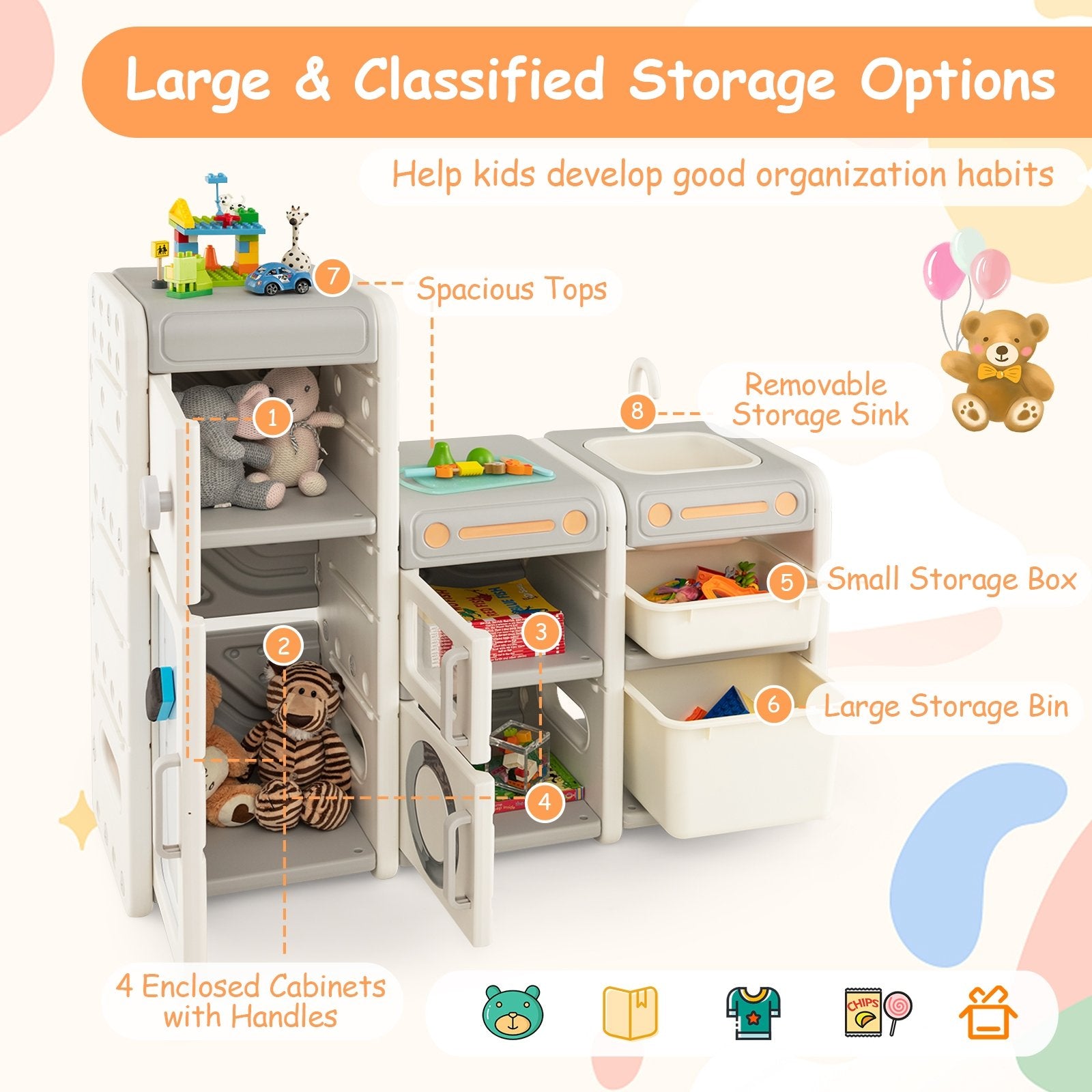 Multipurpose Toy Chest and Bookshelf with Magnetic Whiteboard, Gray Kids Storage   at Gallery Canada