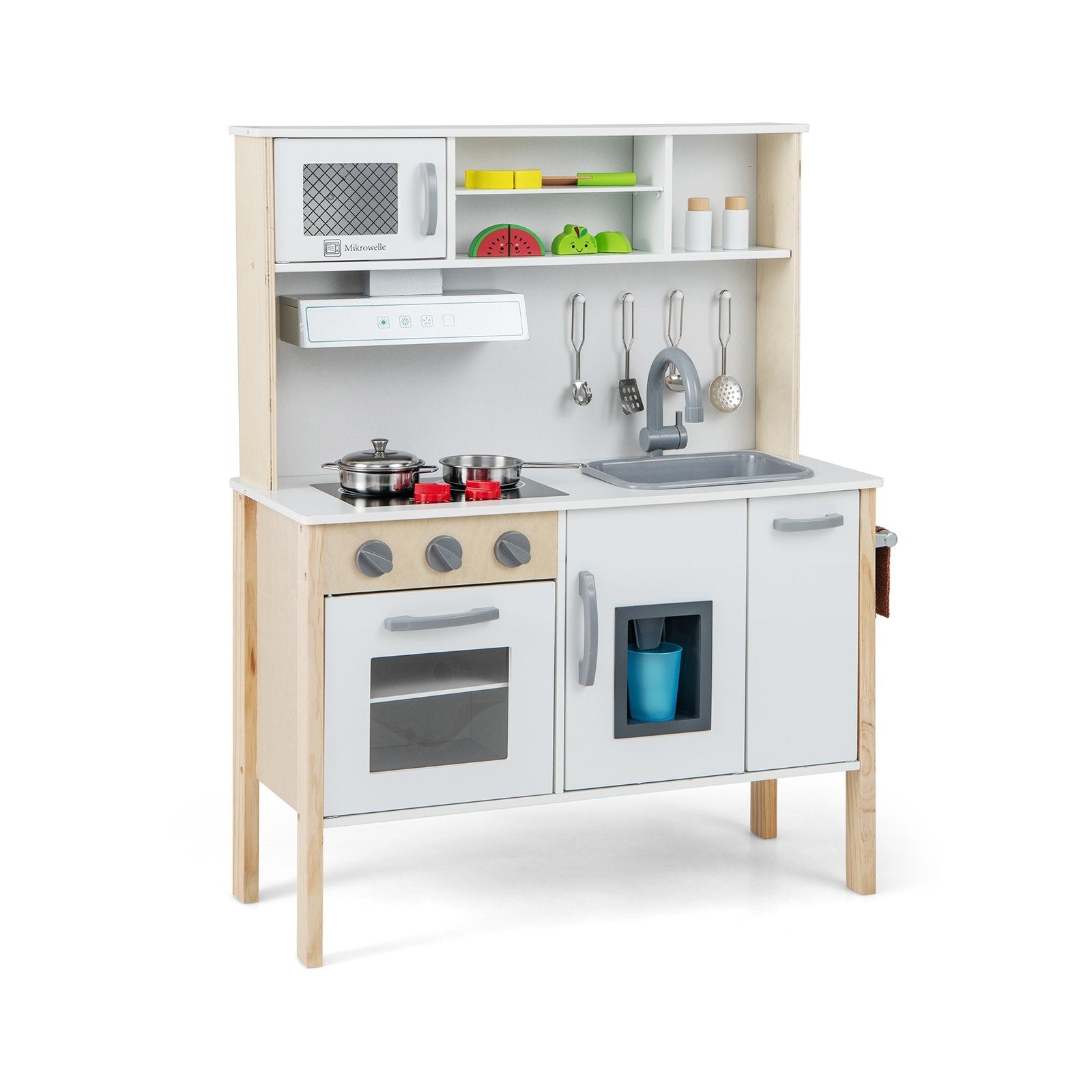 Wooden Pretend Play Kitchen Set for Toddlers, White Play Kitchen Sets   at Gallery Canada