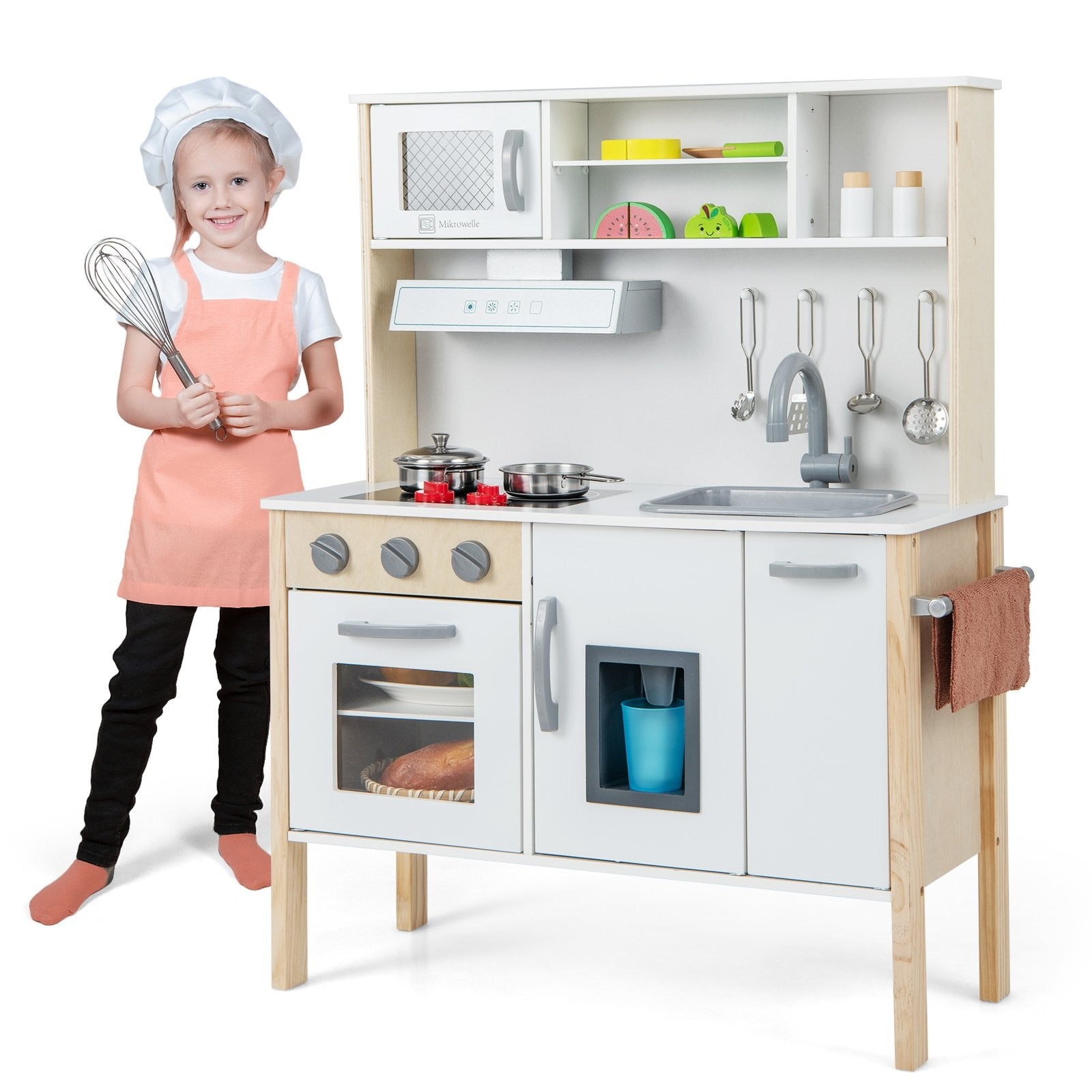 Wooden Pretend Play Kitchen Set for Toddlers, White Play Kitchen Sets   at Gallery Canada