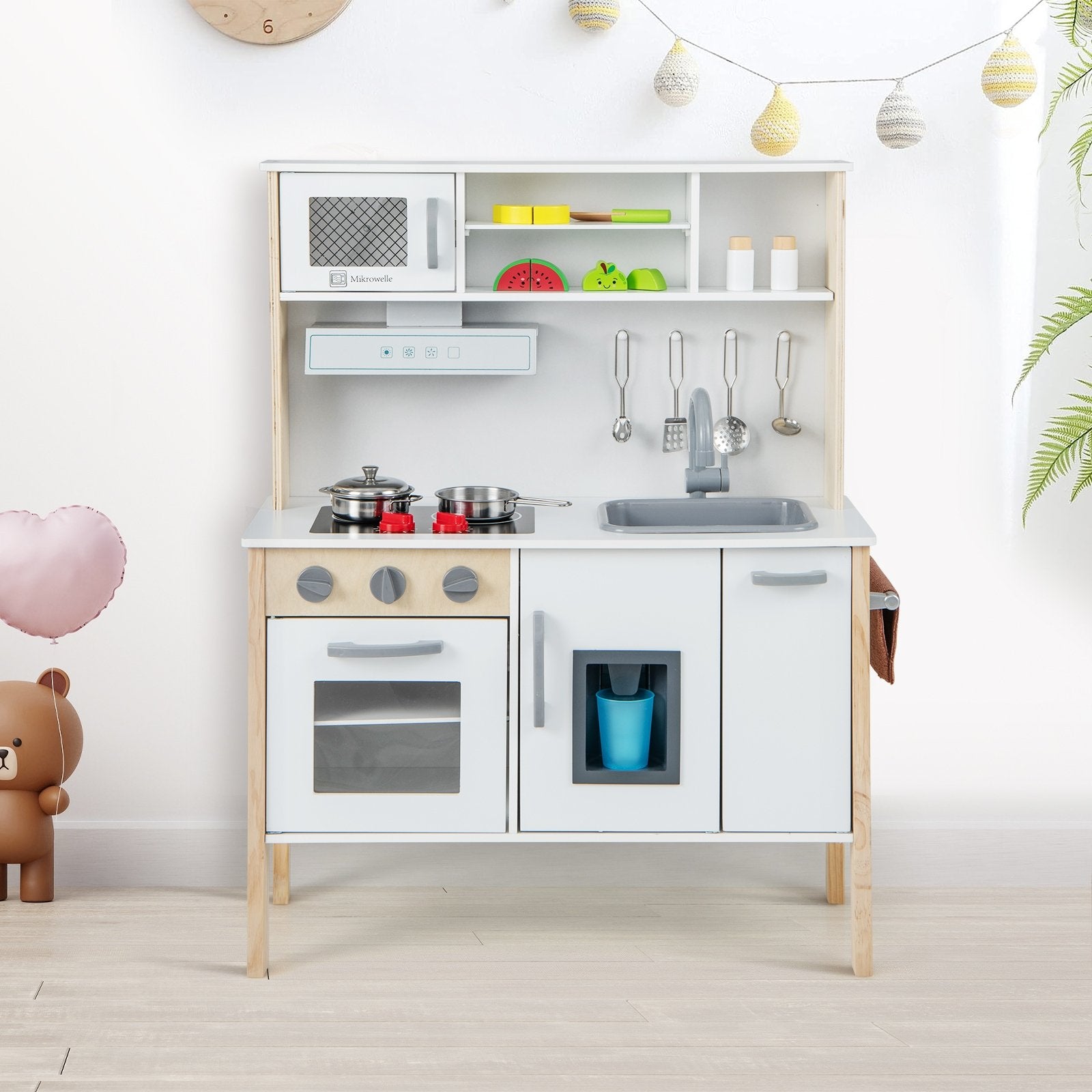 Wooden Pretend Play Kitchen Set for Toddlers, White Play Kitchen Sets   at Gallery Canada