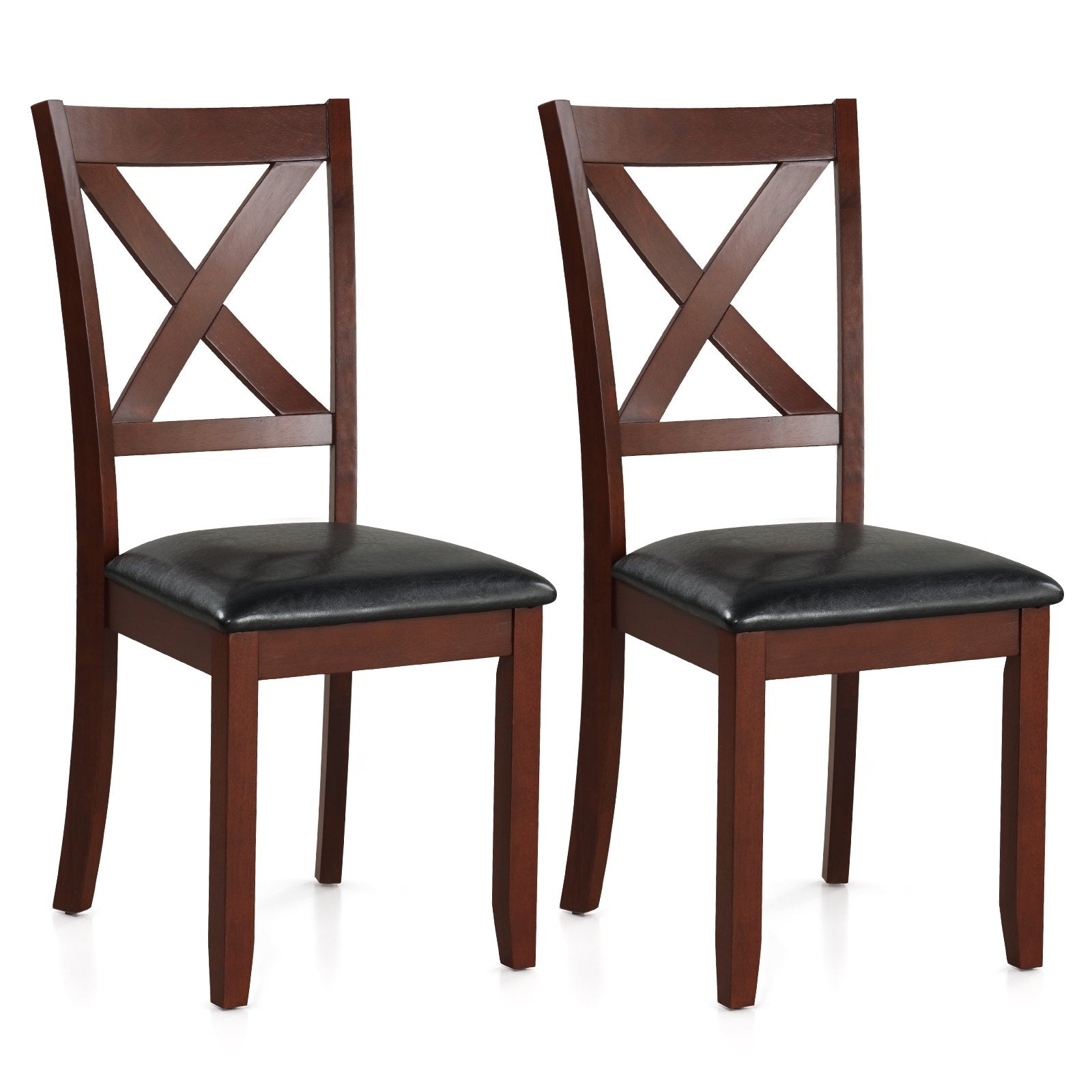 Set of 2 Wooden Kitchen Dining Chair with Padded Seat and Rubber Wood Legs, Black Dining Chairs   at Gallery Canada