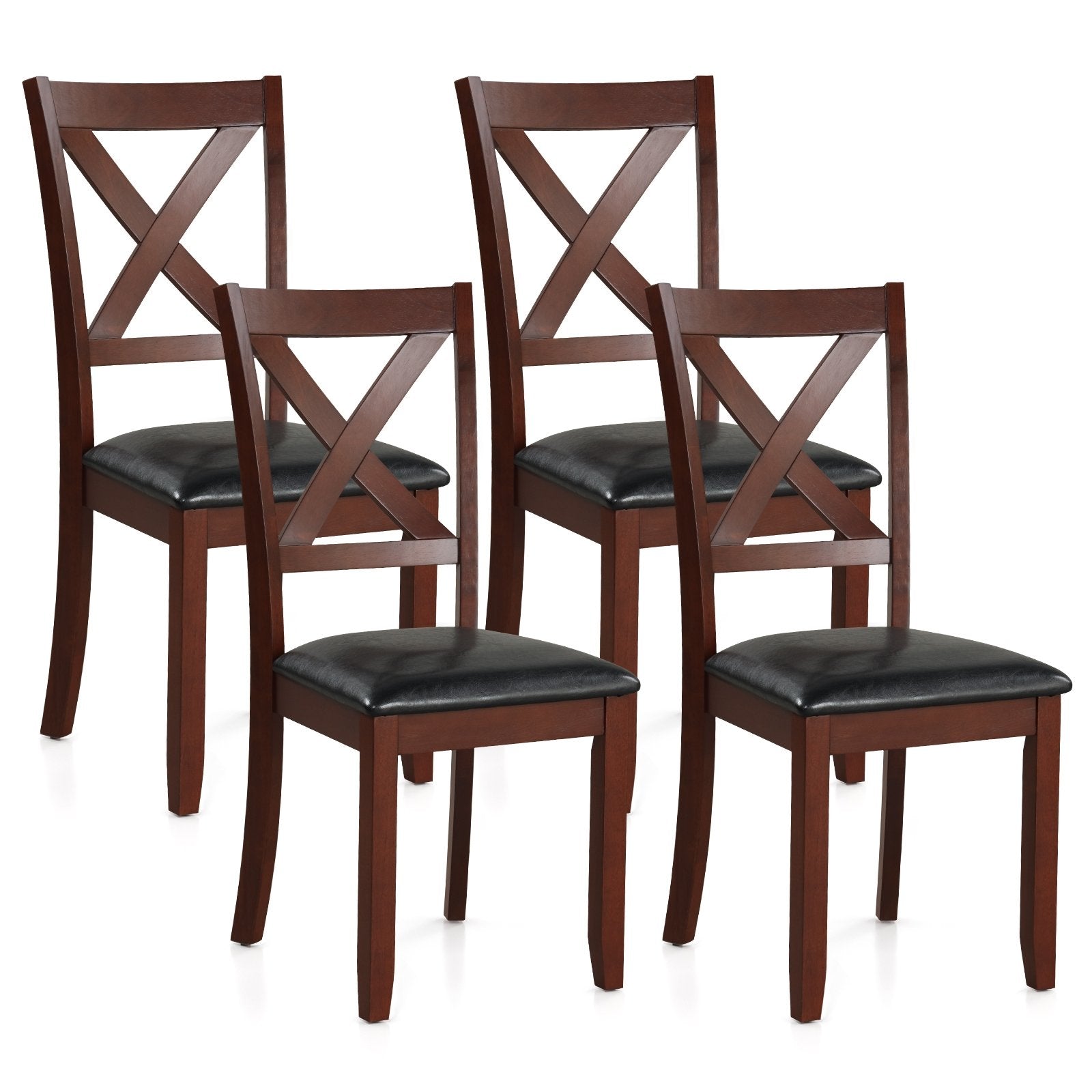 Set of 2 Wooden Kitchen Dining Chair with Padded Seat and Rubber Wood Legs, Black Dining Chairs   at Gallery Canada