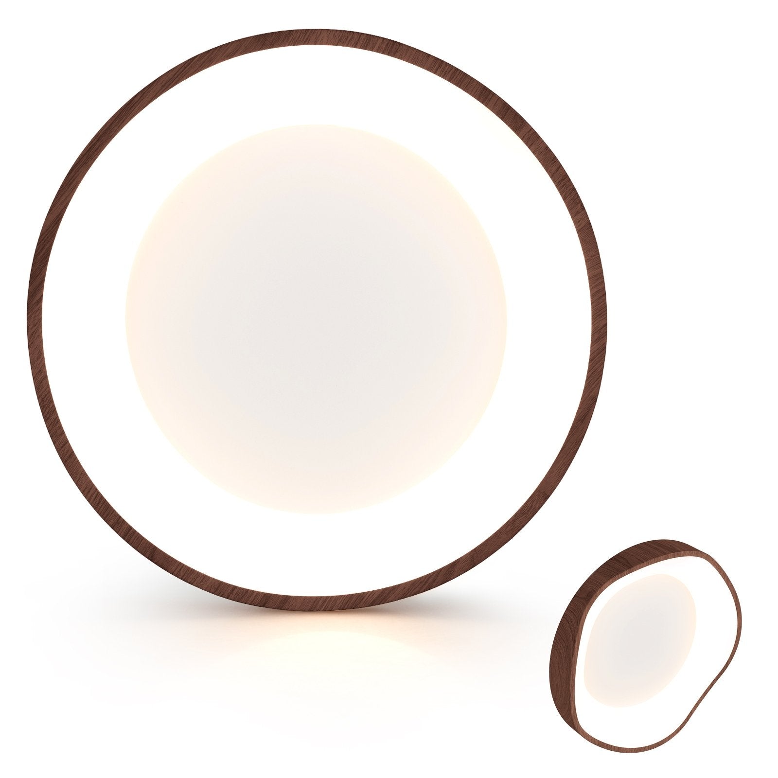 24W Modern LED Mount Ceiling Light with Wood Pattern and Metal Frame, Brown Ceiling Lights Brown at Gallery Canada