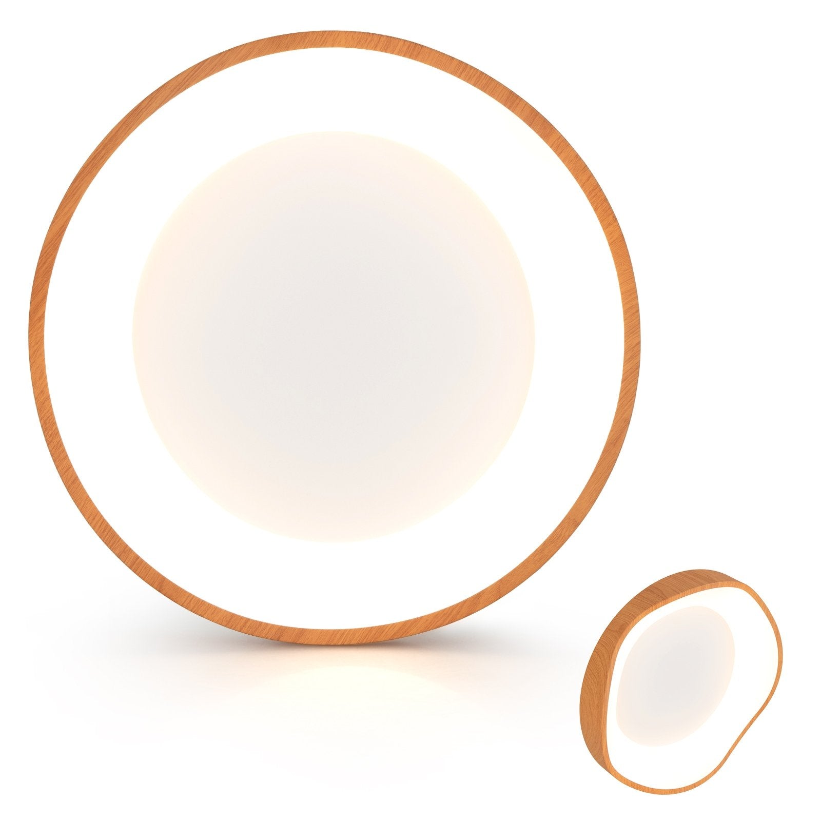 24W Modern LED Mount Ceiling Light with Wood Pattern and Metal Frame, Natural Ceiling Lights Natural at Gallery Canada