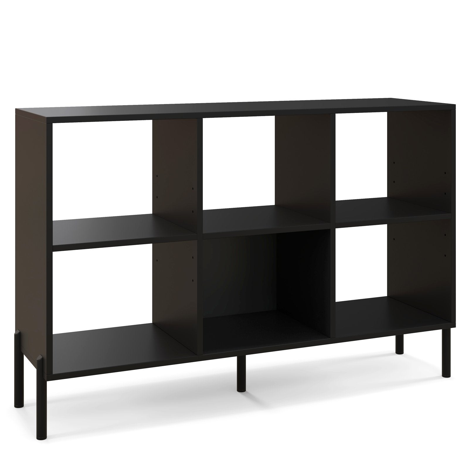 Open-Back Bookshelf with Drawer for Study, Black Bookcases   at Gallery Canada