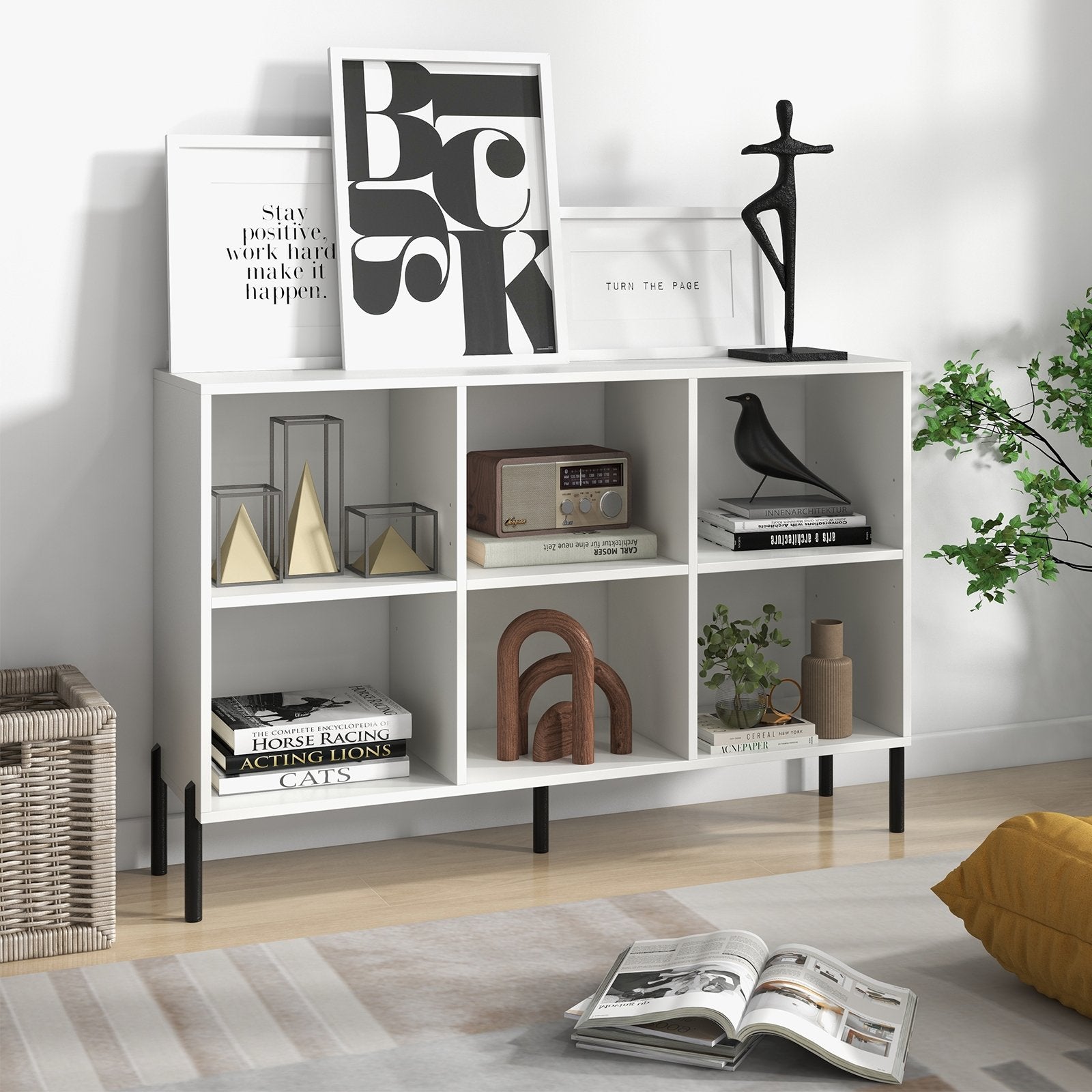 Open-Back Bookshelf with Drawer for Study, White Bookcases   at Gallery Canada