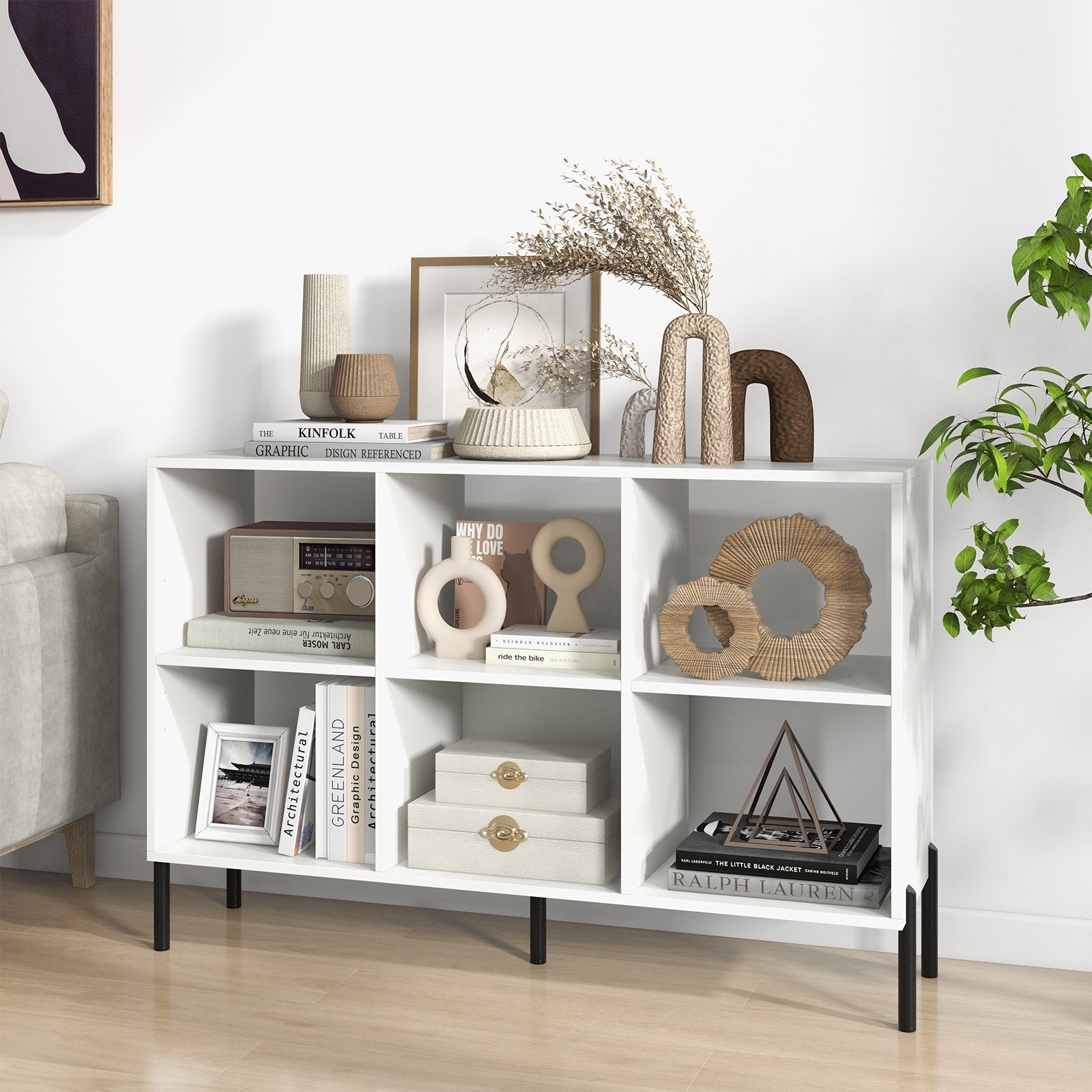 Open-Back Bookshelf with Drawer for Study, White Bookcases   at Gallery Canada