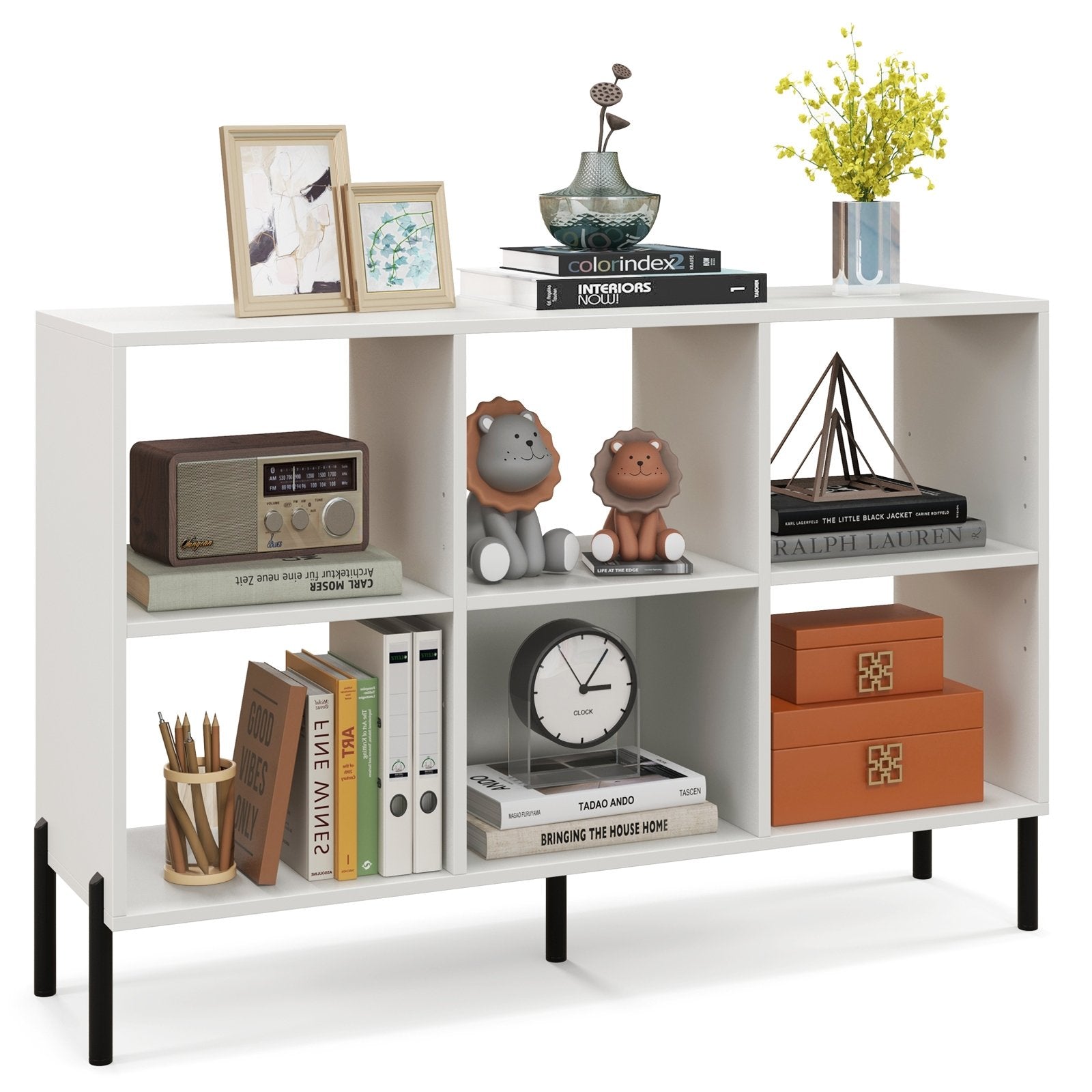 Open-Back Bookshelf with Drawer for Study, White Bookcases   at Gallery Canada