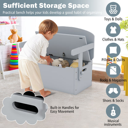 3-in-1 Kids Convertible Storage Bench Wood Activity Table and Chair Set, Gray Kids Table & Chair Sets   at Gallery Canada