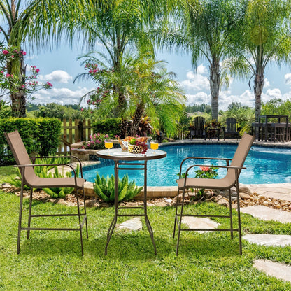 3 Pieces Outdoor Patio Bar Table Stool Set, Brown Patio Conversation Sets   at Gallery Canada