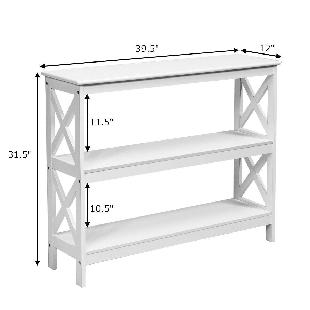 3-Tier Console X-Design Sofa Side Accent Table, White Console Tables   at Gallery Canada