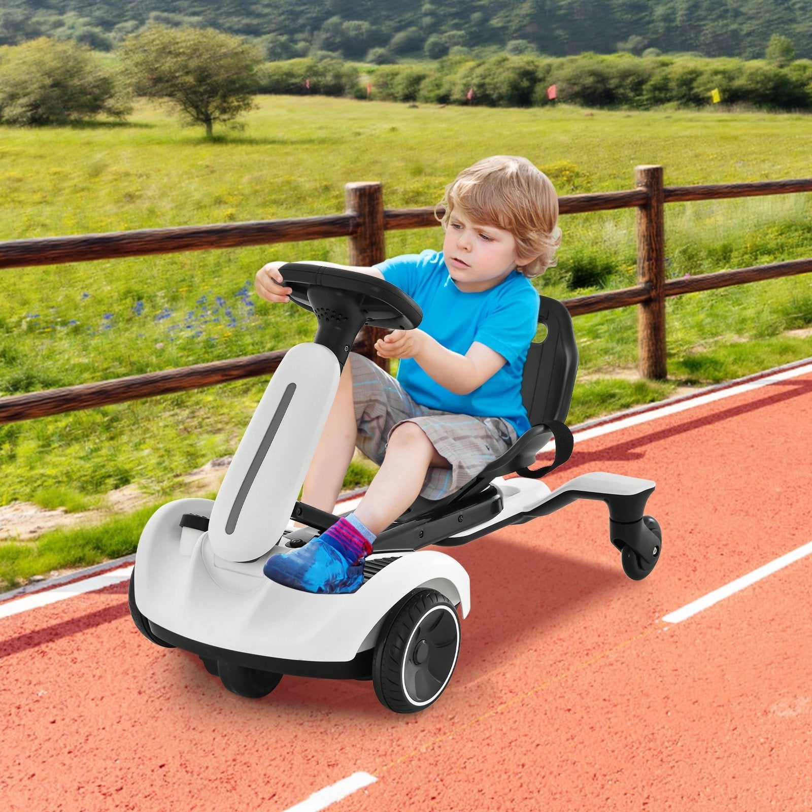 6V Kids Ride on Drift Car with 360° Spin and 2 Adjustable Heights, White Powered Ride On Toys   at Gallery Canada