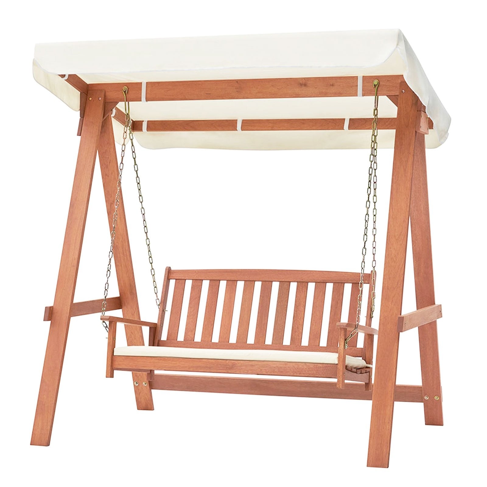 Outdoor 2-Seat Swing Bench w/ith A Frame and Sturdy Metal Hanging Chainsx, Natural Porch Swings   at Gallery Canada