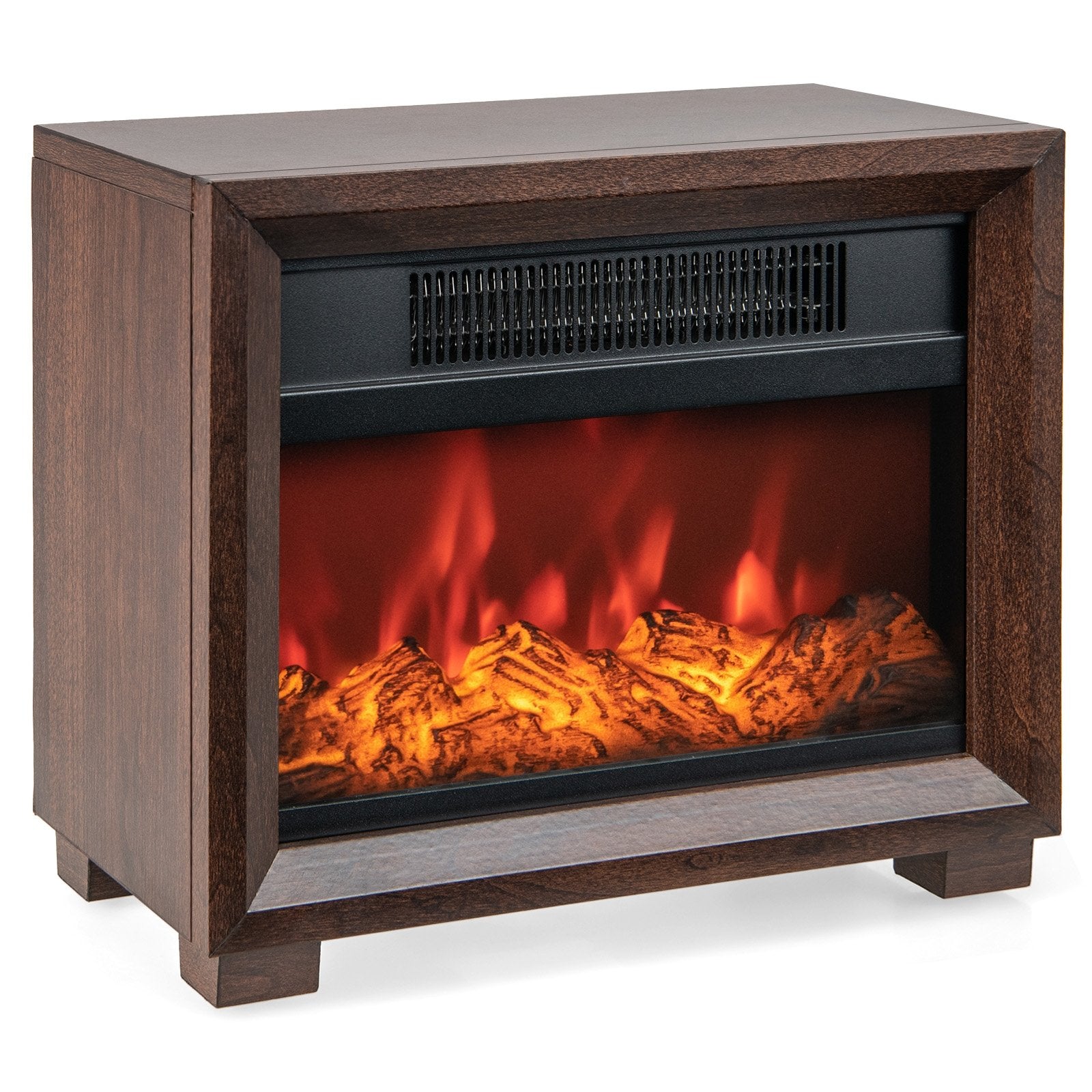 Mini Wooden Space Tabletop Fireplace with Realistic Flame Effect, Brown Fireplaces   at Gallery Canada