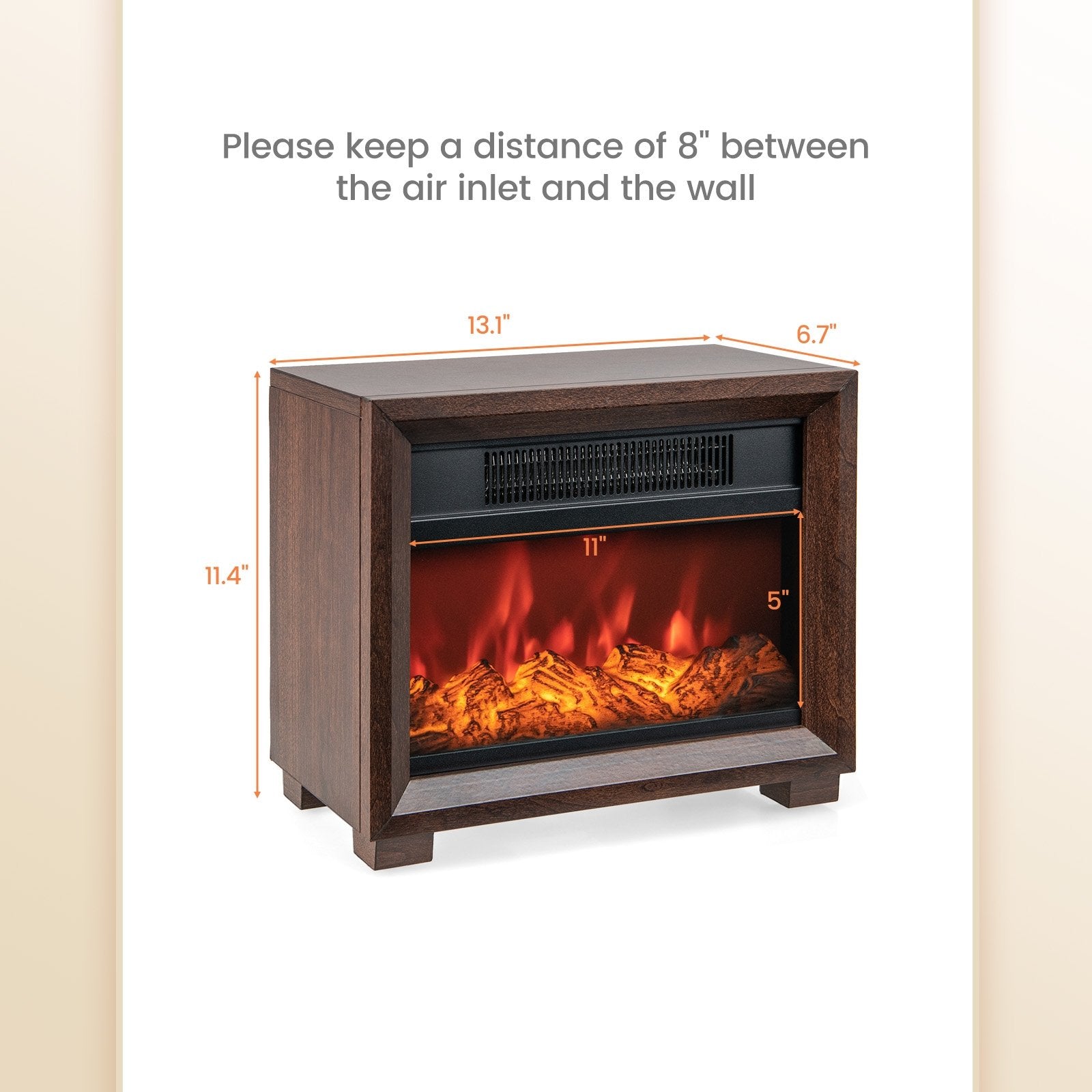 Mini Wooden Space Tabletop Fireplace with Realistic Flame Effect, Brown Fireplaces   at Gallery Canada