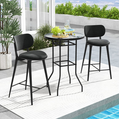 38 Inch Patio Bar Table with Tempered Glass Tabletop, Black Patio Bar Furniture   at Gallery Canada