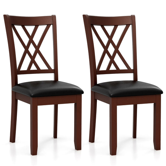 Set of 2 Dining Chair with Backrest and Padded Seat, Brown Dining Chairs   at Gallery Canada