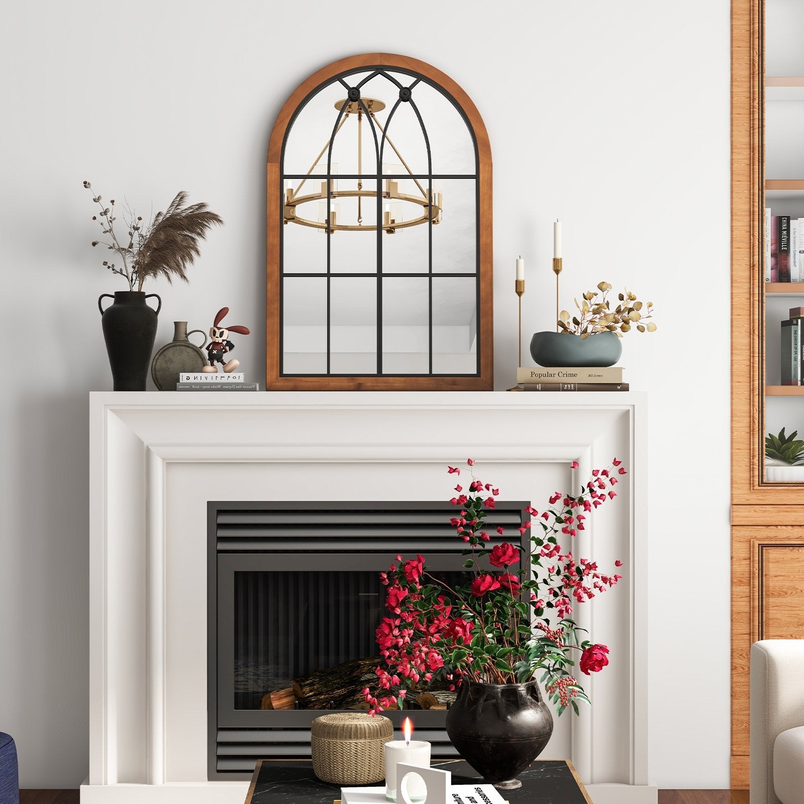 Arched Window Finished Mirror with Back Board, Natural Wall Mirrors   at Gallery Canada