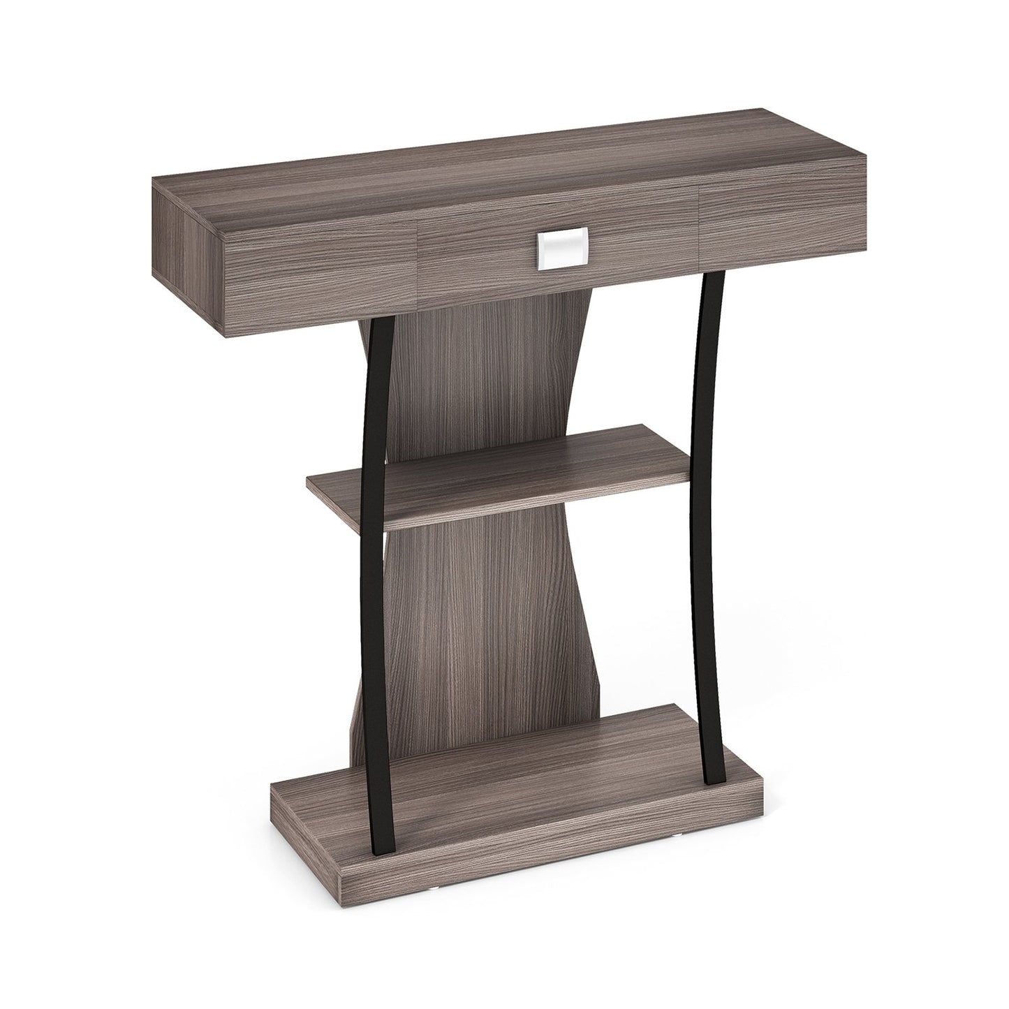 Console Table with Drawer and 2-Tier Shelves for Entryway Living Room, Gray Console Tables   at Gallery Canada