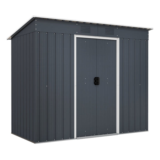 3.6 x 7.1 FT Outside Garden Storage Shed Tool House with Ground Foundation Frame, Dark Green - Gallery Canada