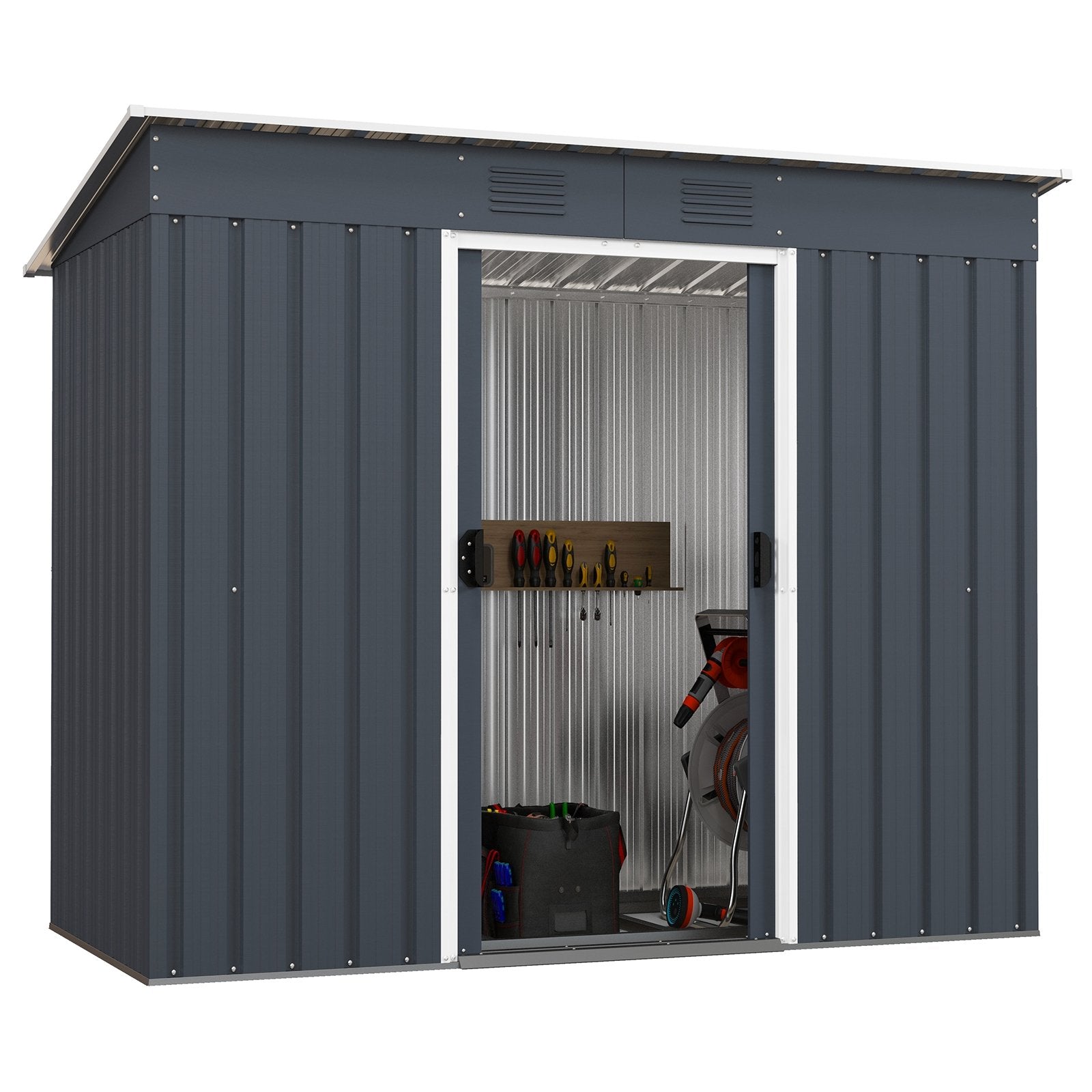 3.6 x 7.1 FT Outside Garden Storage Shed Tool House with Ground Foundation Frame, Dark Green Sheds & Outdoor Storage   at Gallery Canada